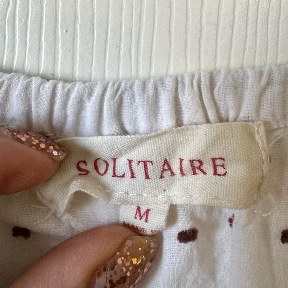 Anthropologie Solitaire White Boho Peasant Top with Rose Embroidery - Picture 9 of 10